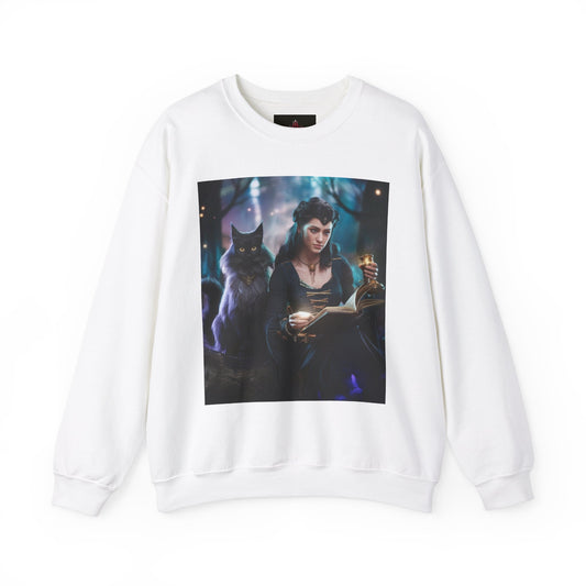 Magical Moments Unisex Crewneck Sweatshirt with Enchanting Cat Design - Calzo's
